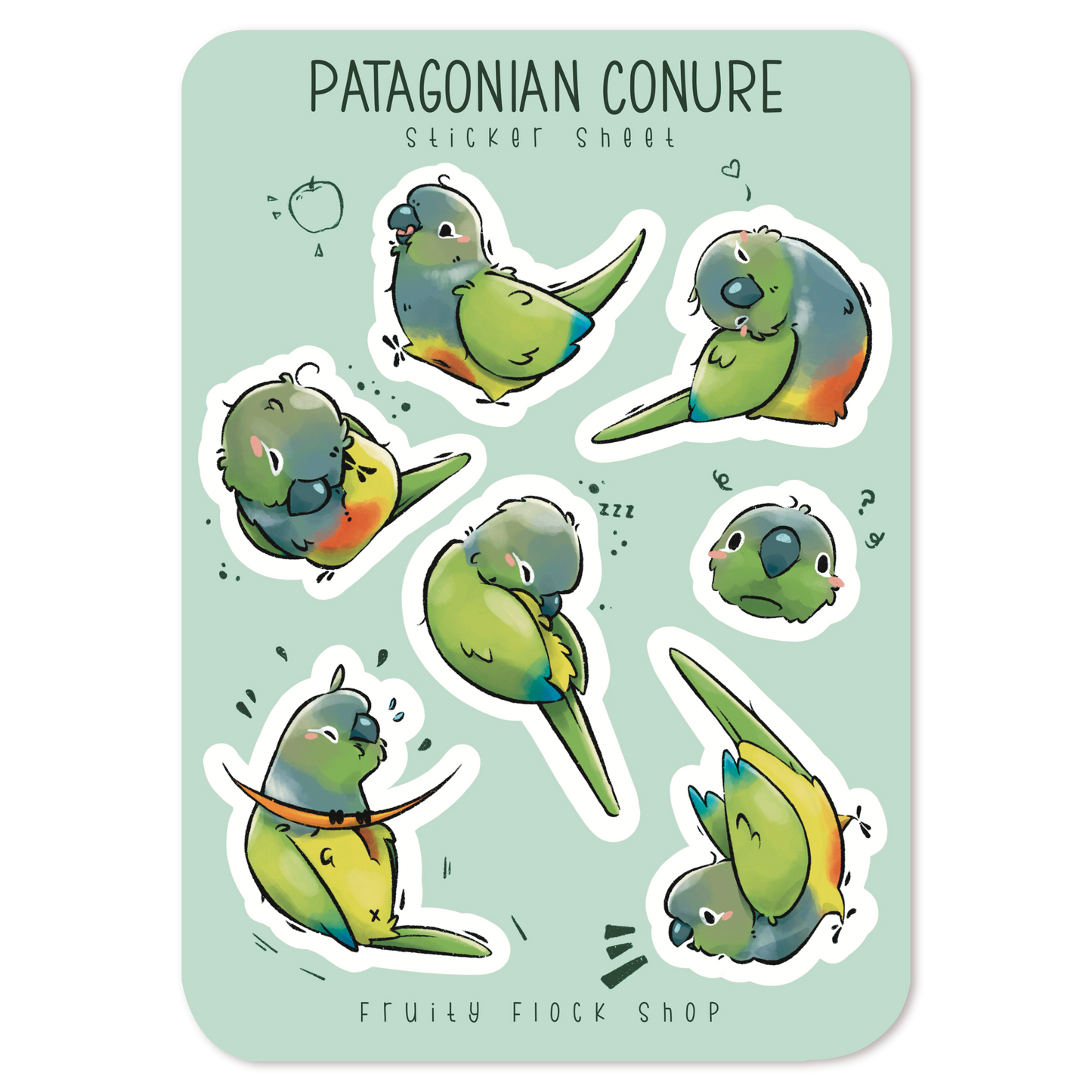 PATAGONIAN CONURE STICKER SHEET