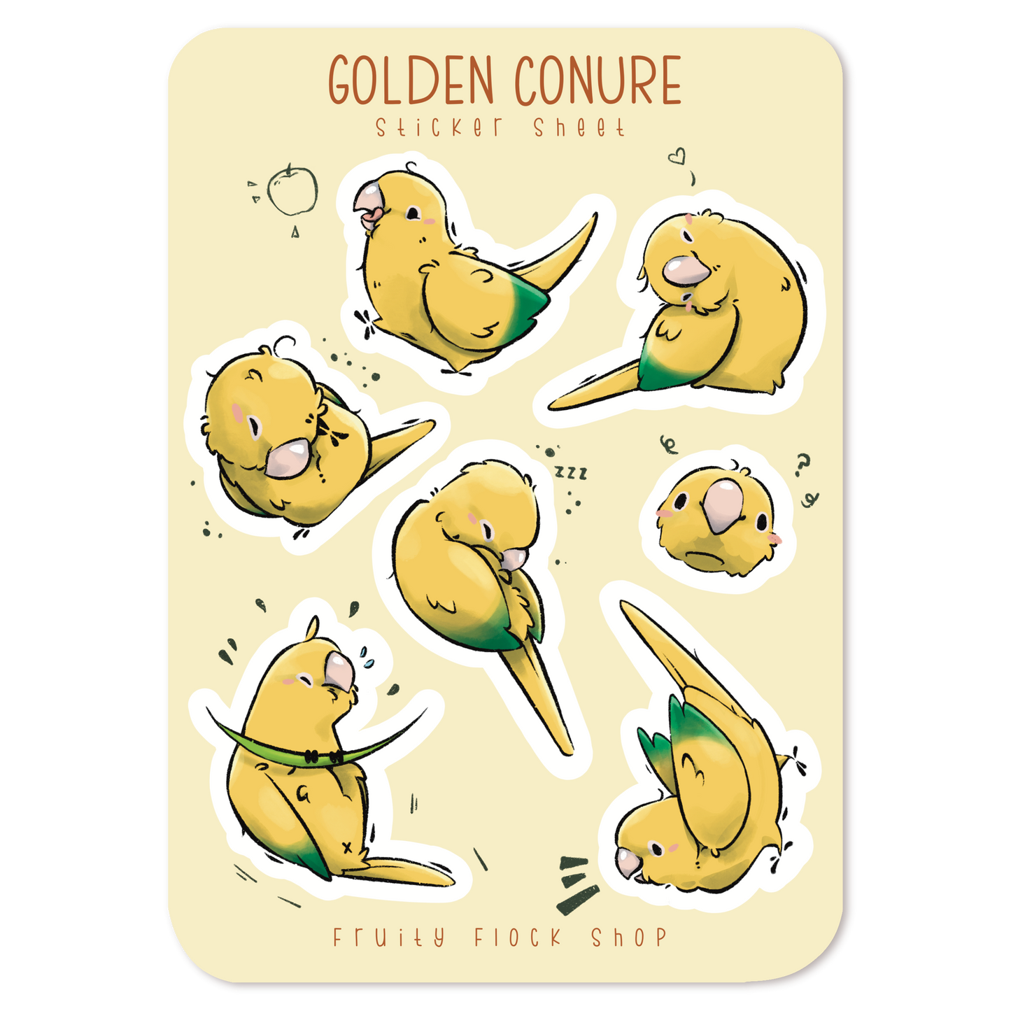 GOLDEN CONURE STICKER SHEET