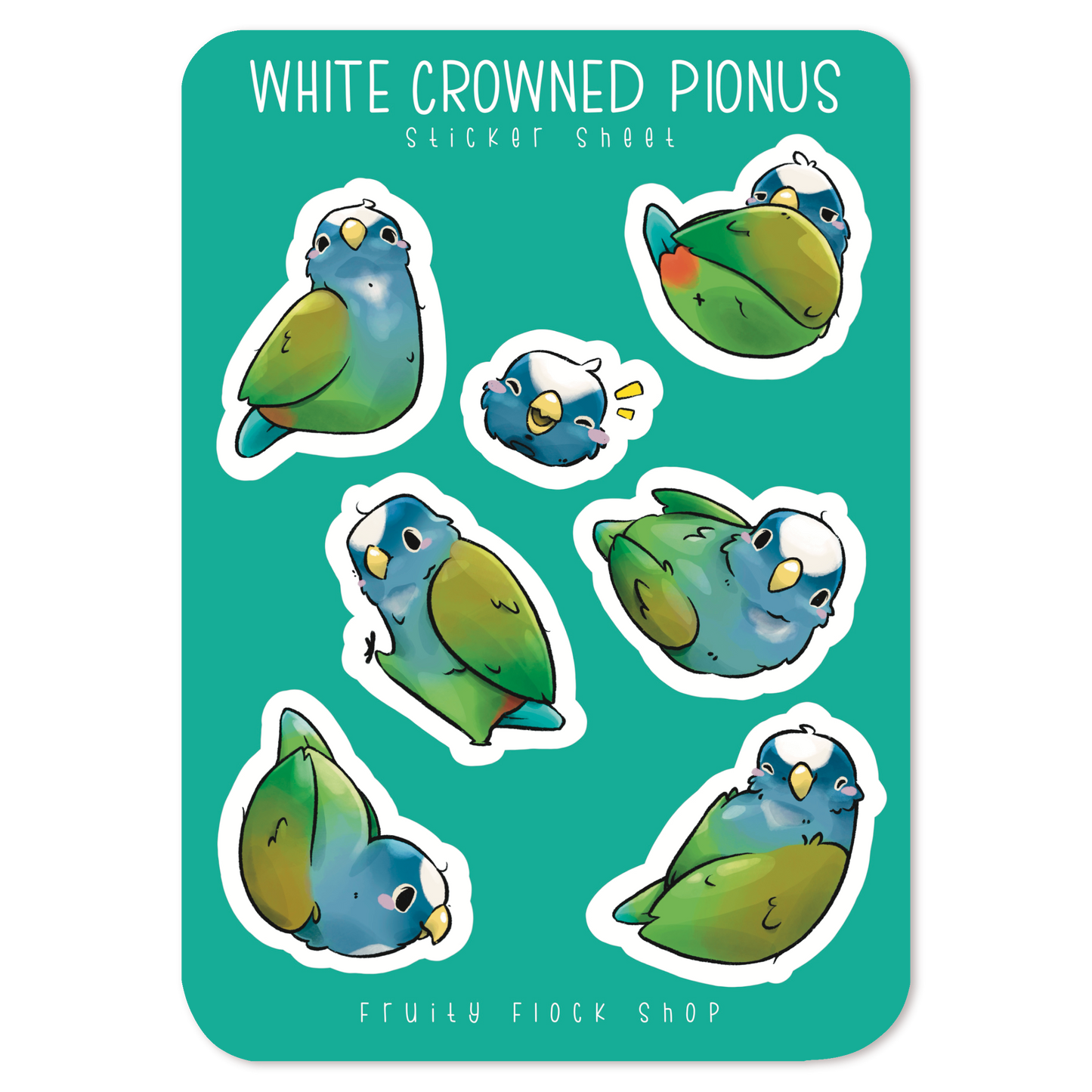 WHITE CROWNED PIONUS STICKER SHEET