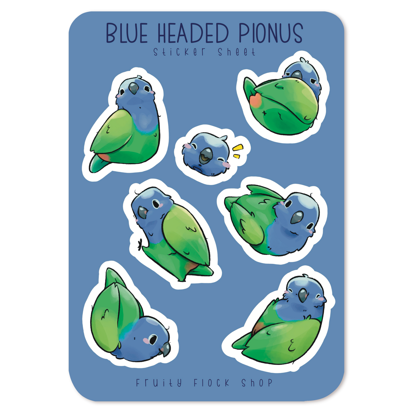 BLUE HEADED PIONUS STICKER SHEET