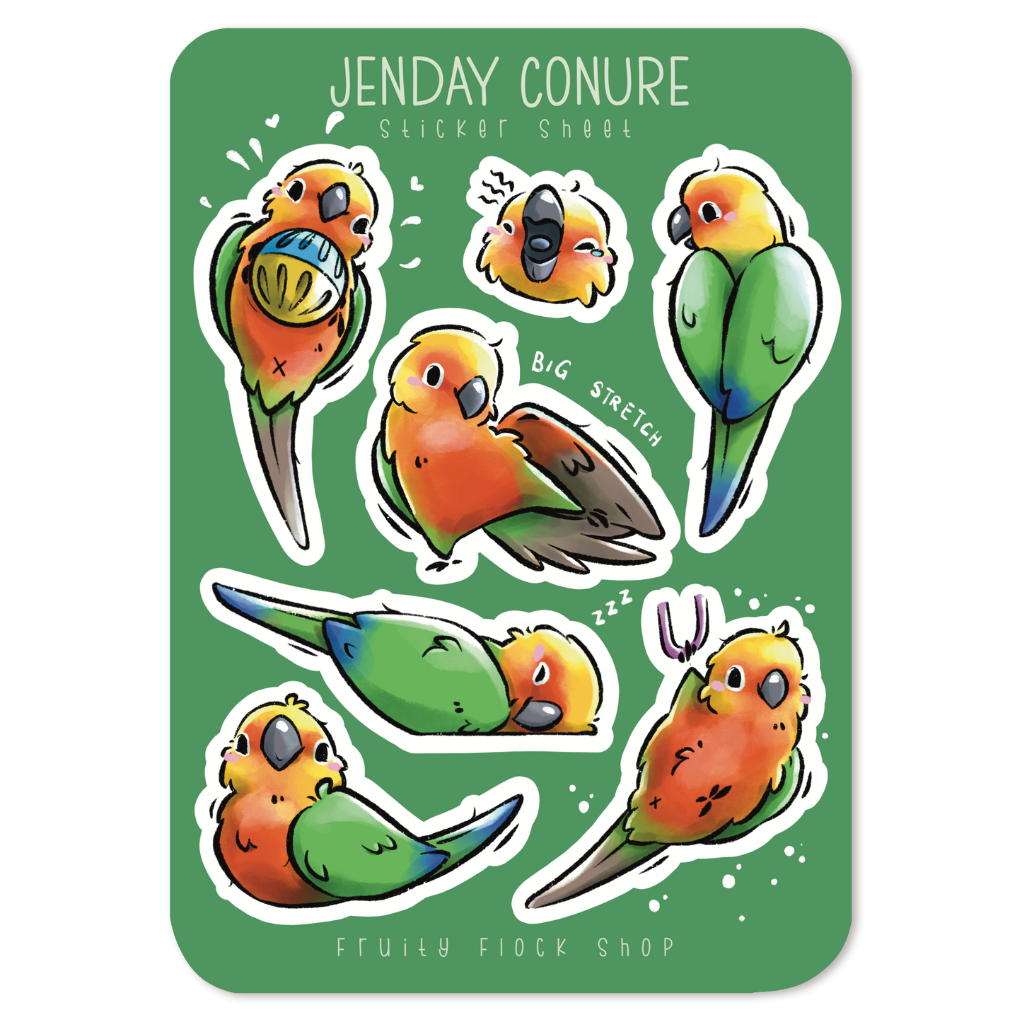 JENDAY CONURE STICKER SHEET