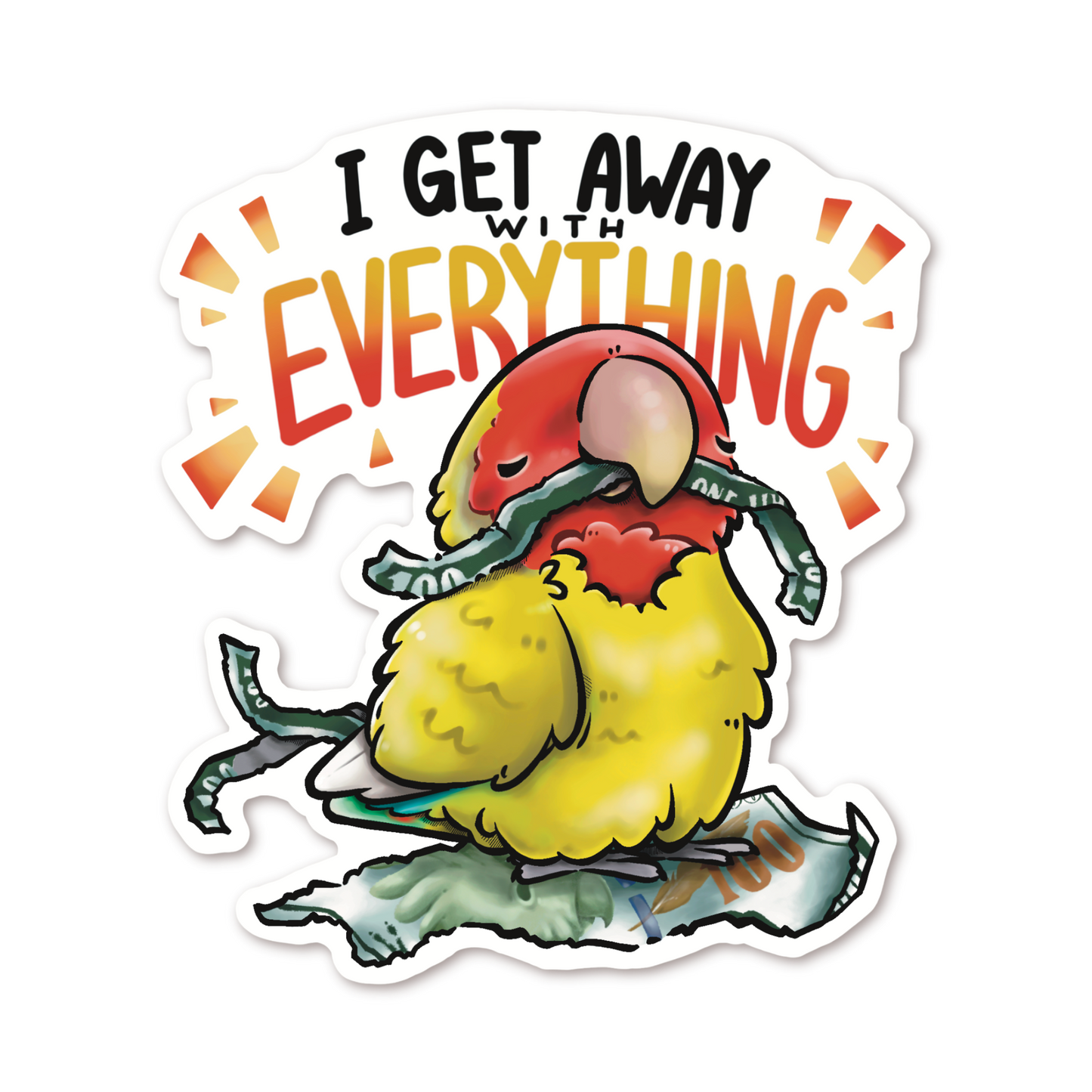 I GET AWAY WITH EVERYTHING LOVEBIRD - LUTINO PEACH-FACED