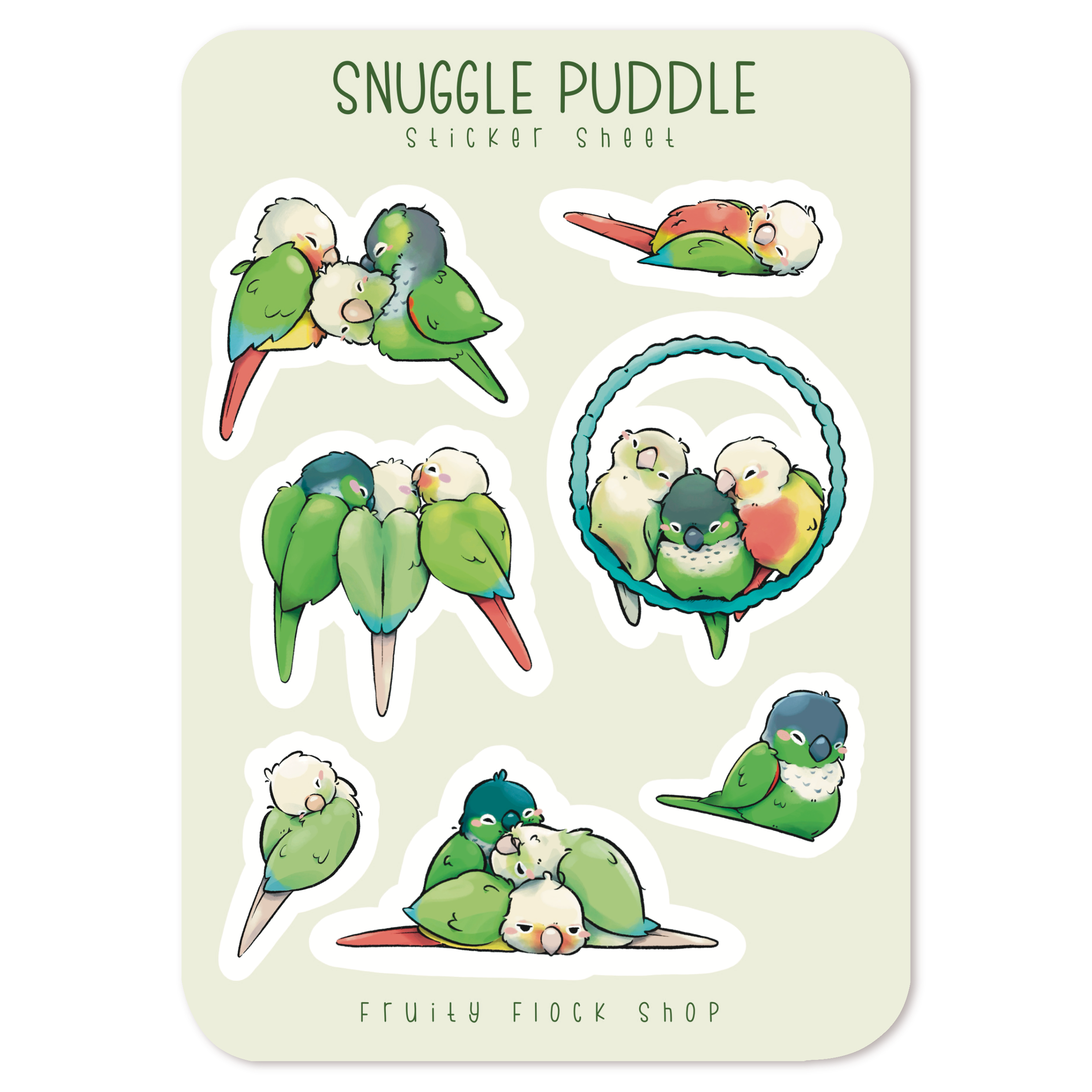 SNUGGLE PUDDLE STICKER SHEET – Fruity Flock Shop