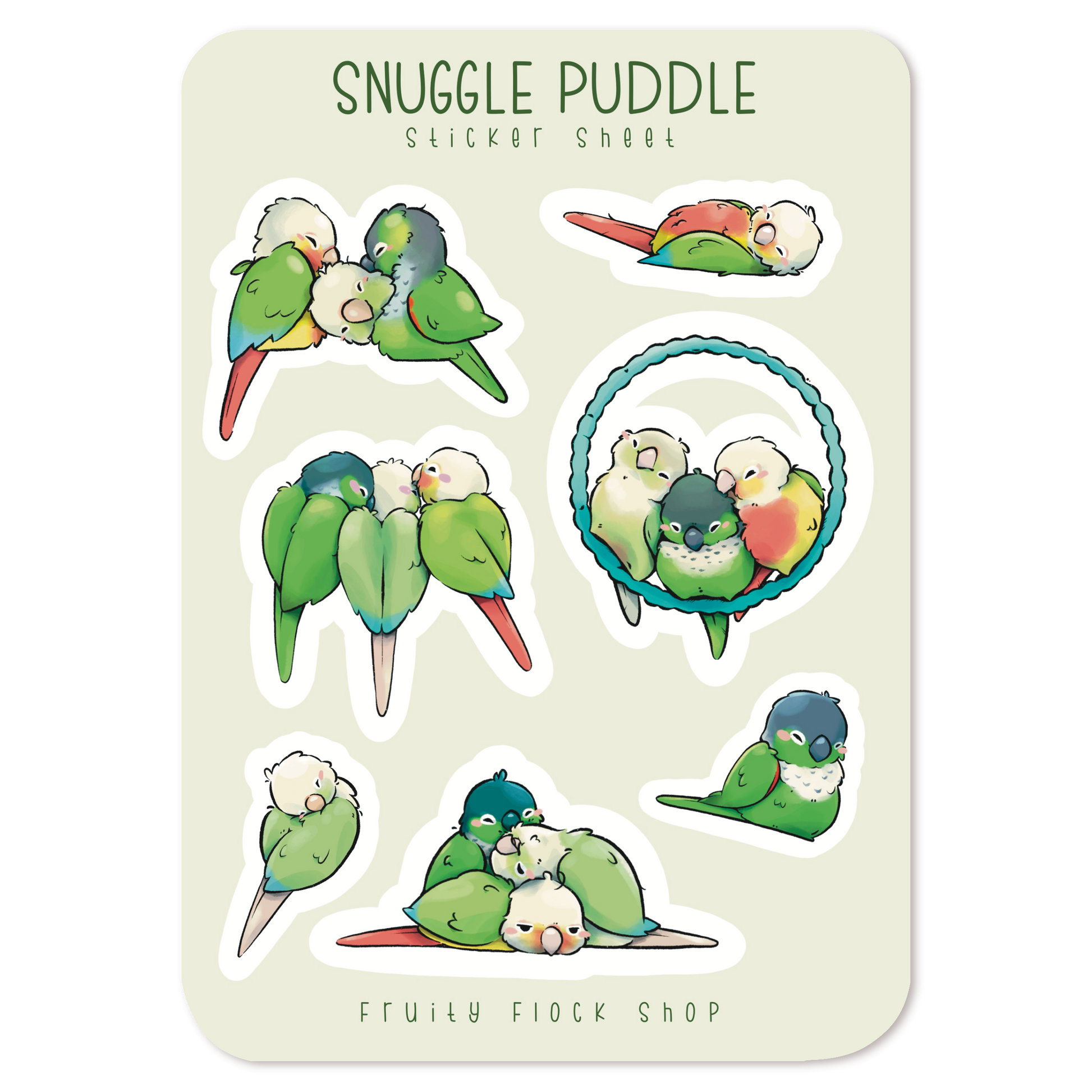 SNUGGLE PUDDLE STICKER SHEET – Fruity Flock Shop