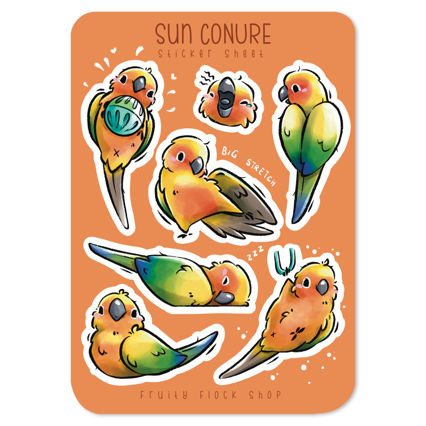 SUN CONURE STICKER SHEET