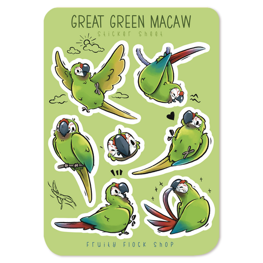 GREAT GREEN MACAW STICKER SHEET